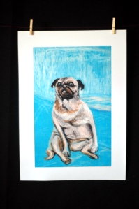 Old dog by the pool - A4 print repeoduced from oil pastels painting